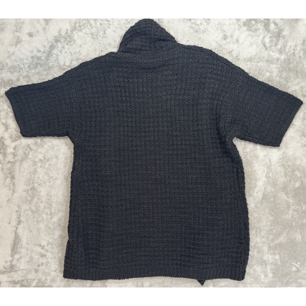 Chicos Cardigan Sweater Womens 2 Black Open Front Wool Blend Indie Sleaze Goblin - Picture 2 of 11